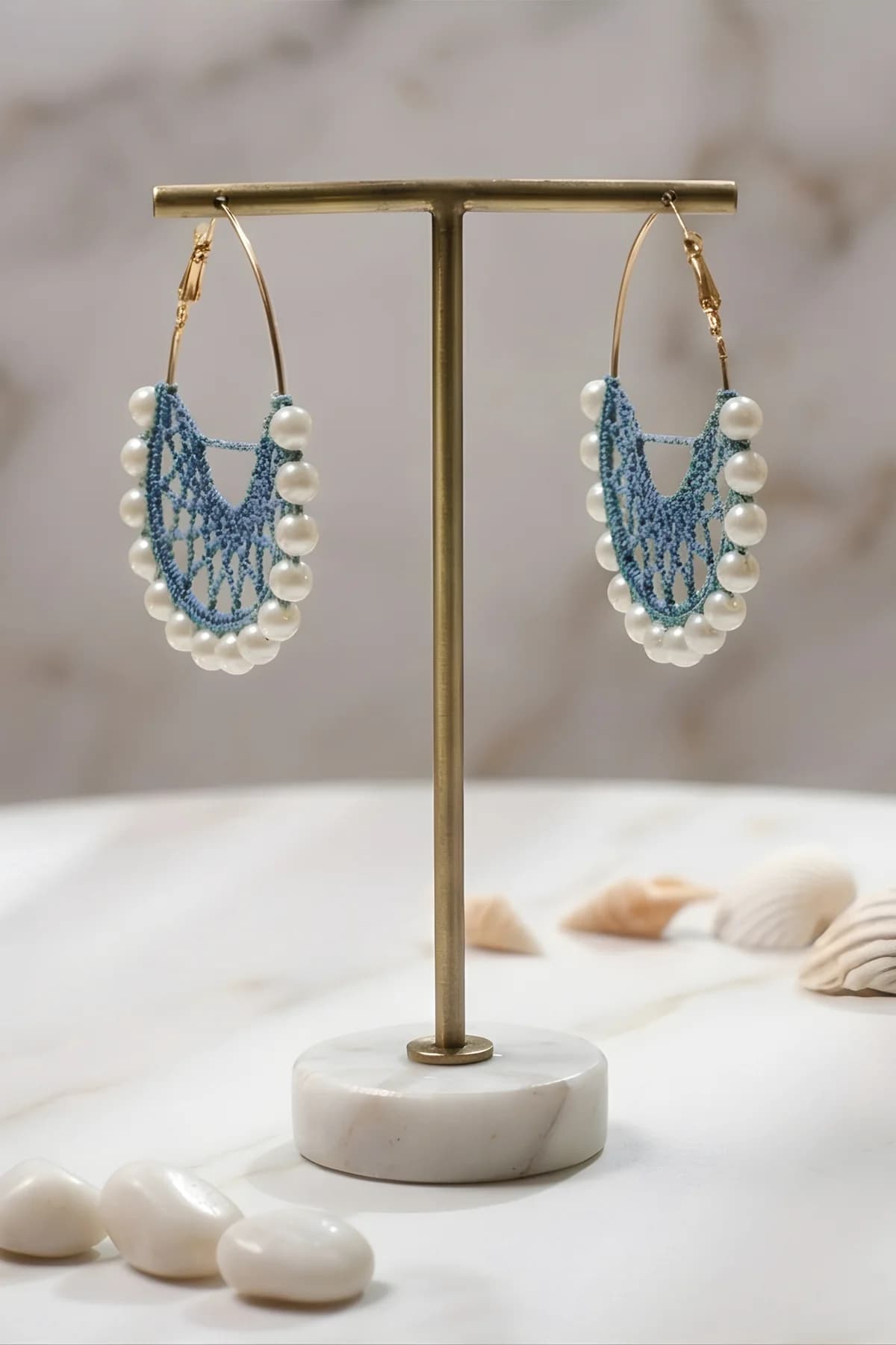 Hand knitted circular shaped hoops